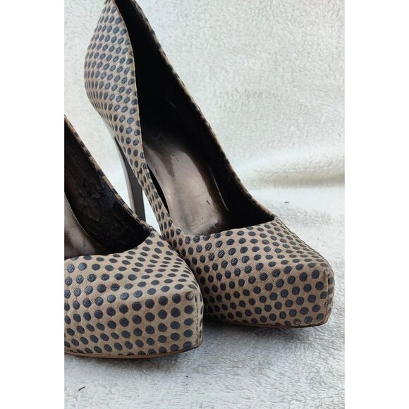 Stiletto Heeled Pumps Leather Polk Dot Accents Metallic Heel Jessica Simpson - Picture 8 of 12